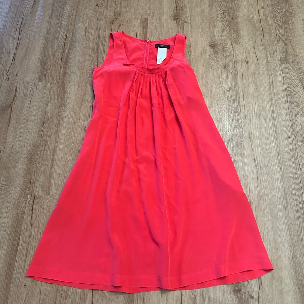 Weekend Max Mara Red Silk Sleeveless Pleated Fit Flare Dress Size 6